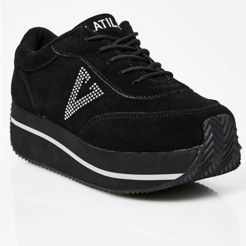 Volatile Expulsion Black Platform Wedge Sneaker Y2K Rave Festival Shoes